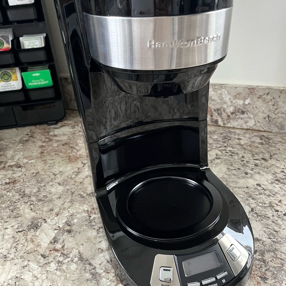 Hamilton Beach Silver and Black Coffee Maker (Glass pot not included)